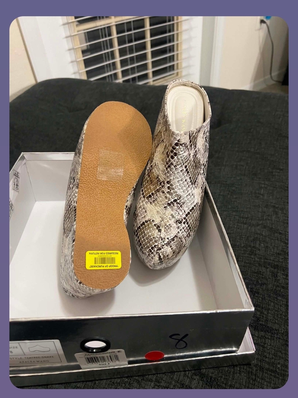 Snake-Print Slide Mules in Neutral Beige and Brown - Women